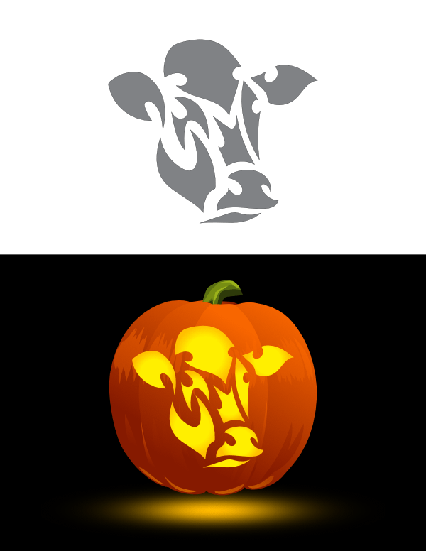 Printable tribal cow head pumpkin stencil