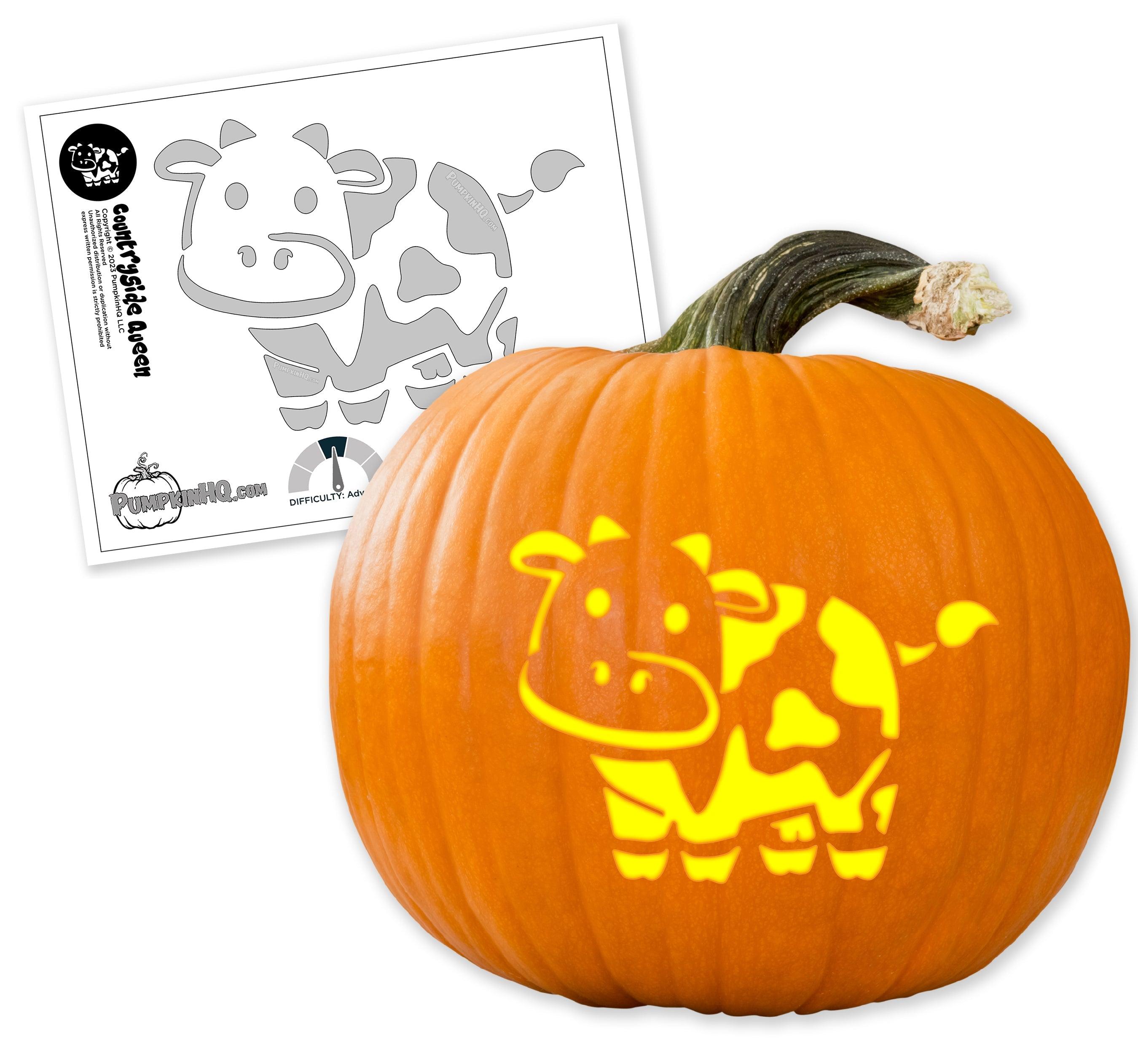 Cow pumpkin carving stencil