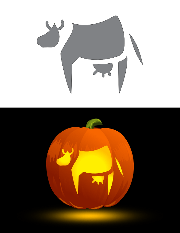 Printable abstract cow pumpkin stencil