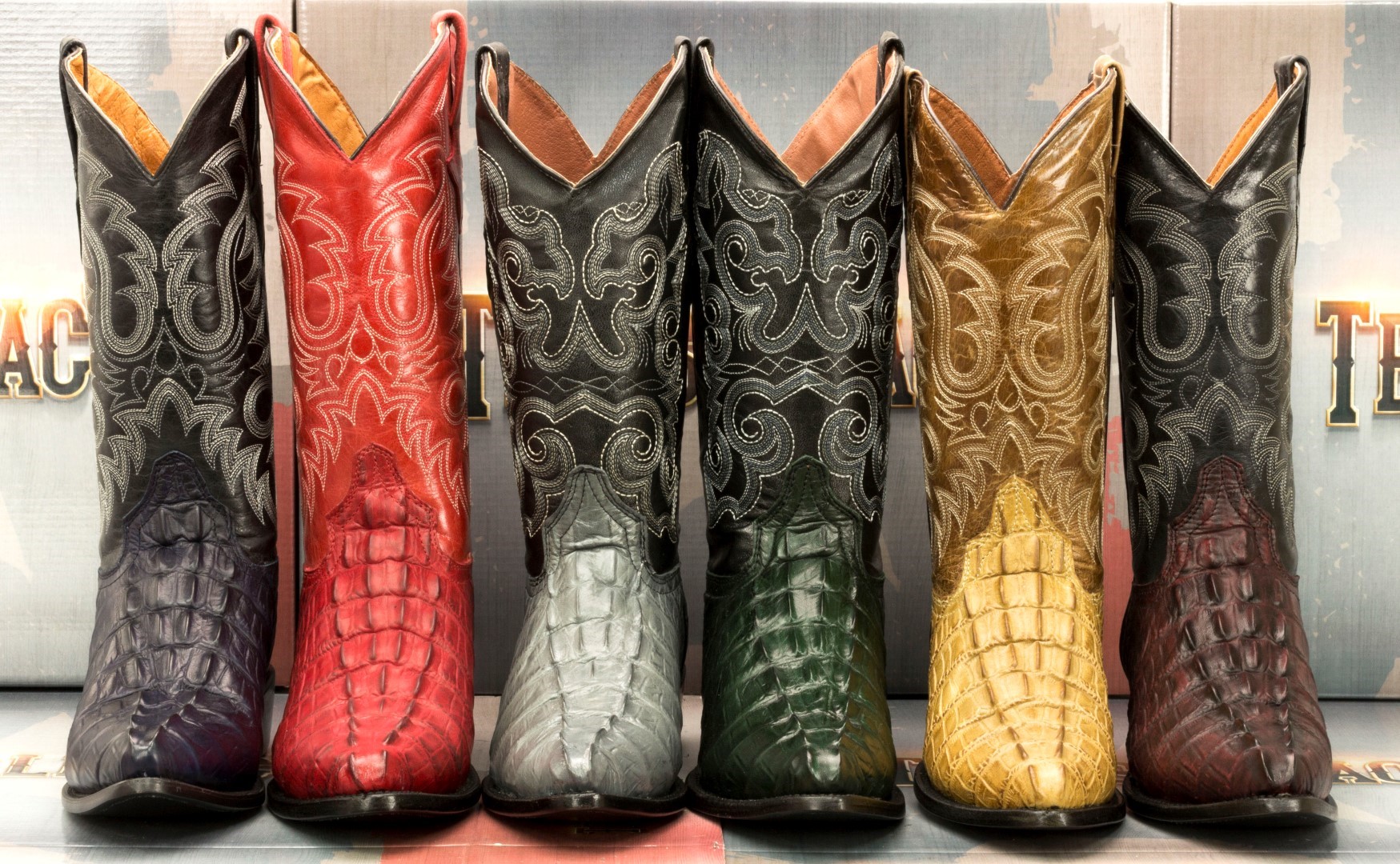 Mens western boots crocodile tail pattern leather cowboy rodeo j toe botas