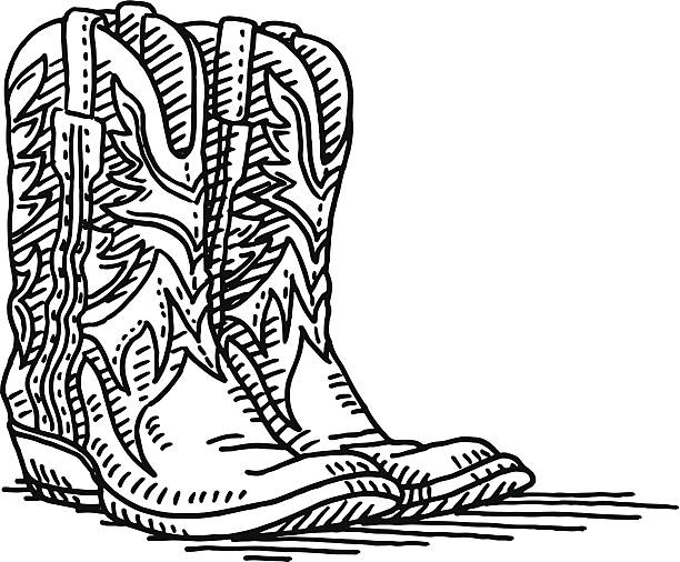 Cowboy boot drawing stock illustrations royalty
