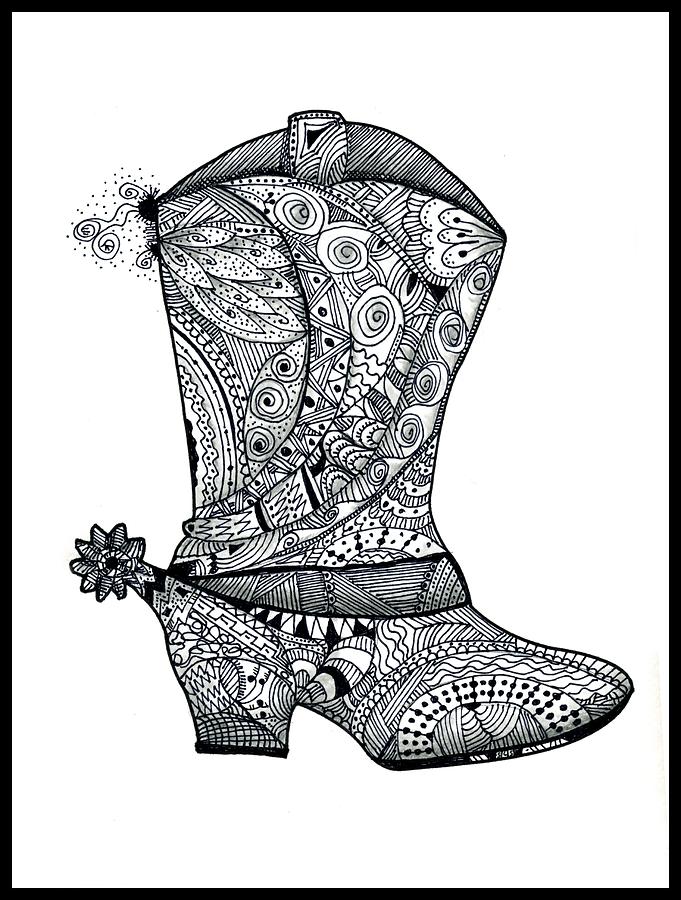 Cowgirl boot drawing by shannon story