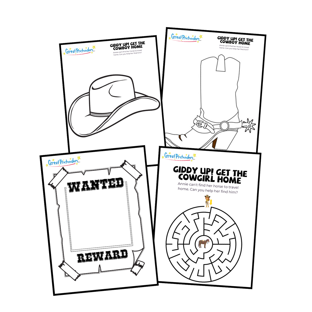 Wild west colouring pages