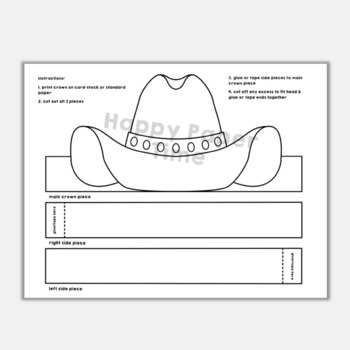 Cowboy hat paper crown printable wild west coloring craft activity for kids