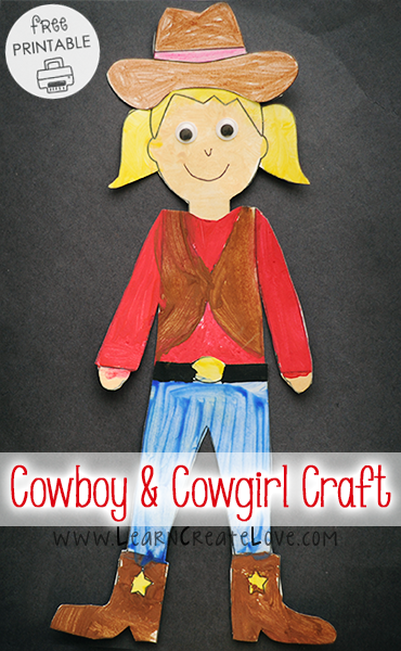 Cowboy cowgirl printable craft