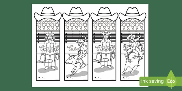 Cowboy bookmarks to colour â bookmarks â resources