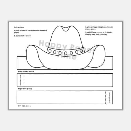 Cowboy hat coloring paper crown