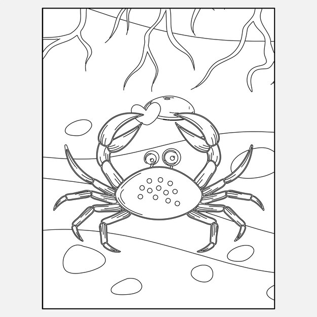 Premium vector printable crab ocean animals coloring pages for kids