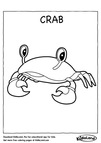 Download free crab coloring page and educational activity worksheets for kids