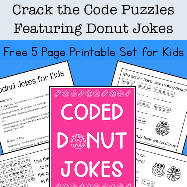 Crack the code puzzles free printable featuring donut jokes