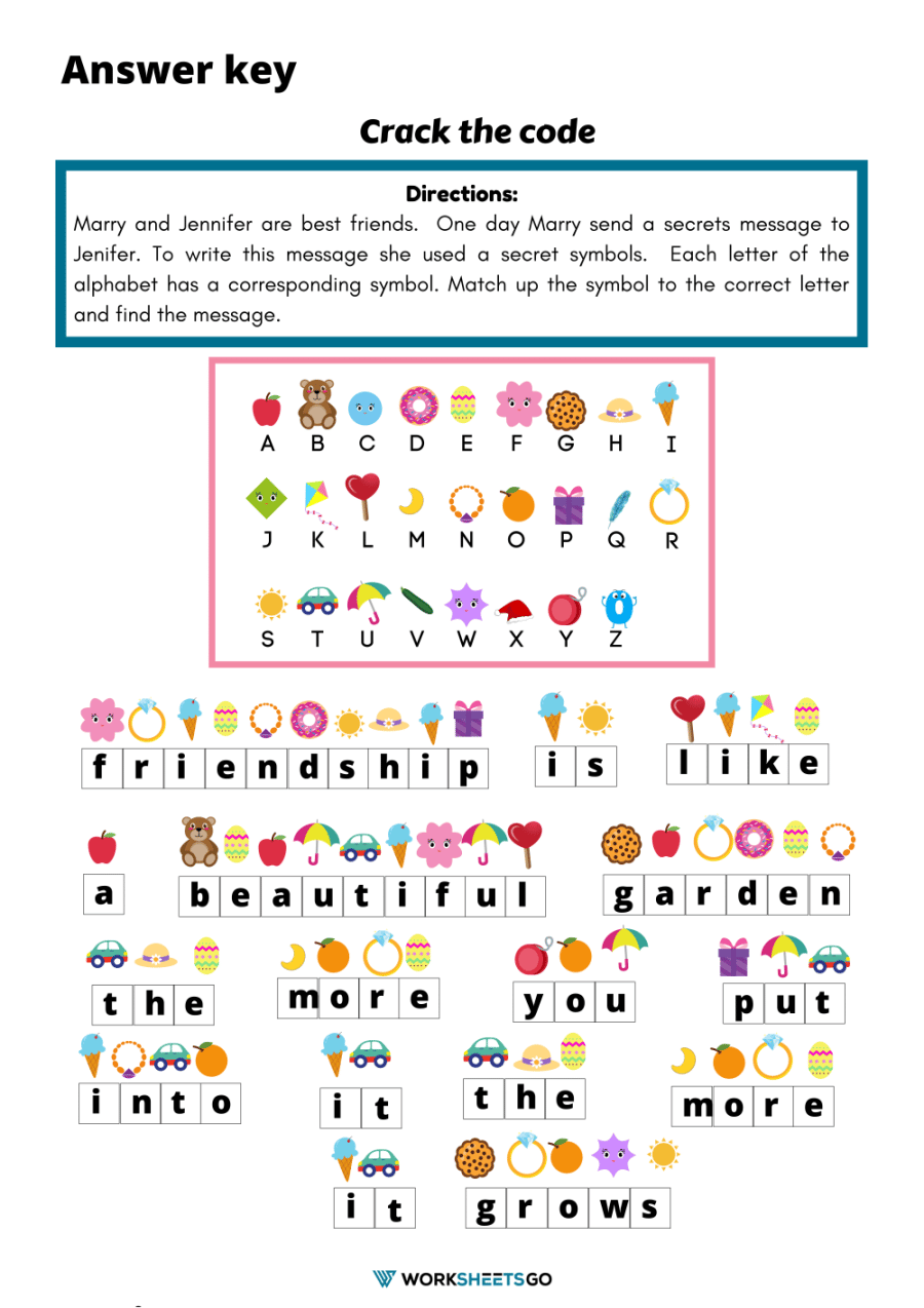 Crack the code worksheets