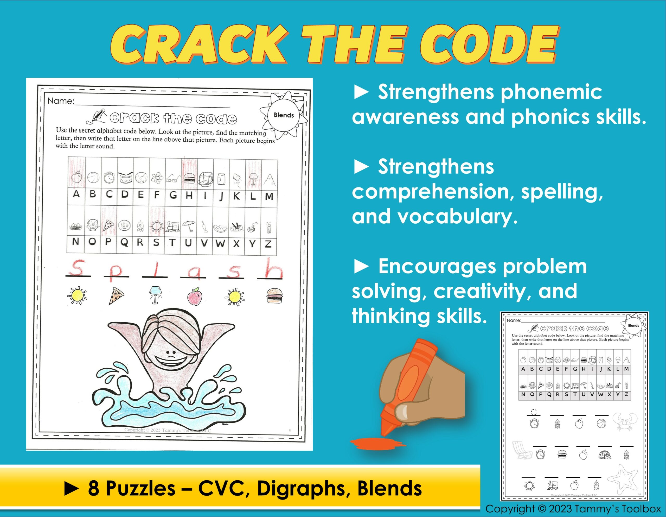 Summer review activities with phonics coloring pages and puzzles made by teachers