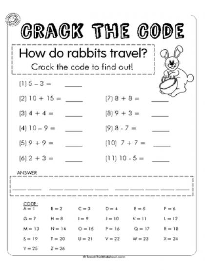 Crack the code worksheets