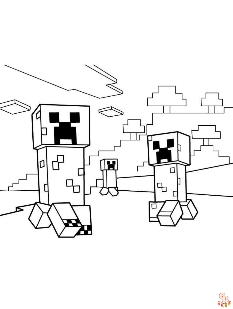 Minecraft coloring pages free printable for kids and adults