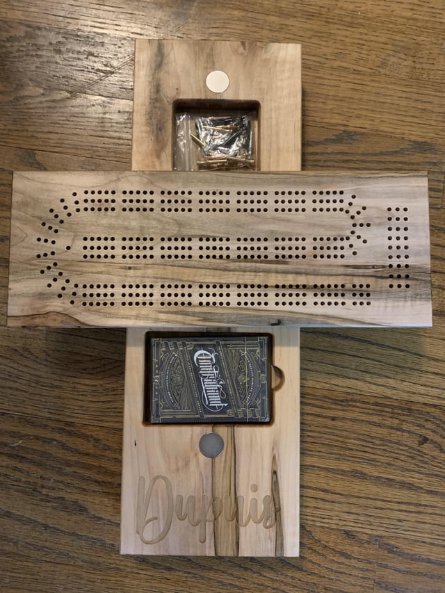 Made this custom cribbage board for a friend what do you think rwoodworking