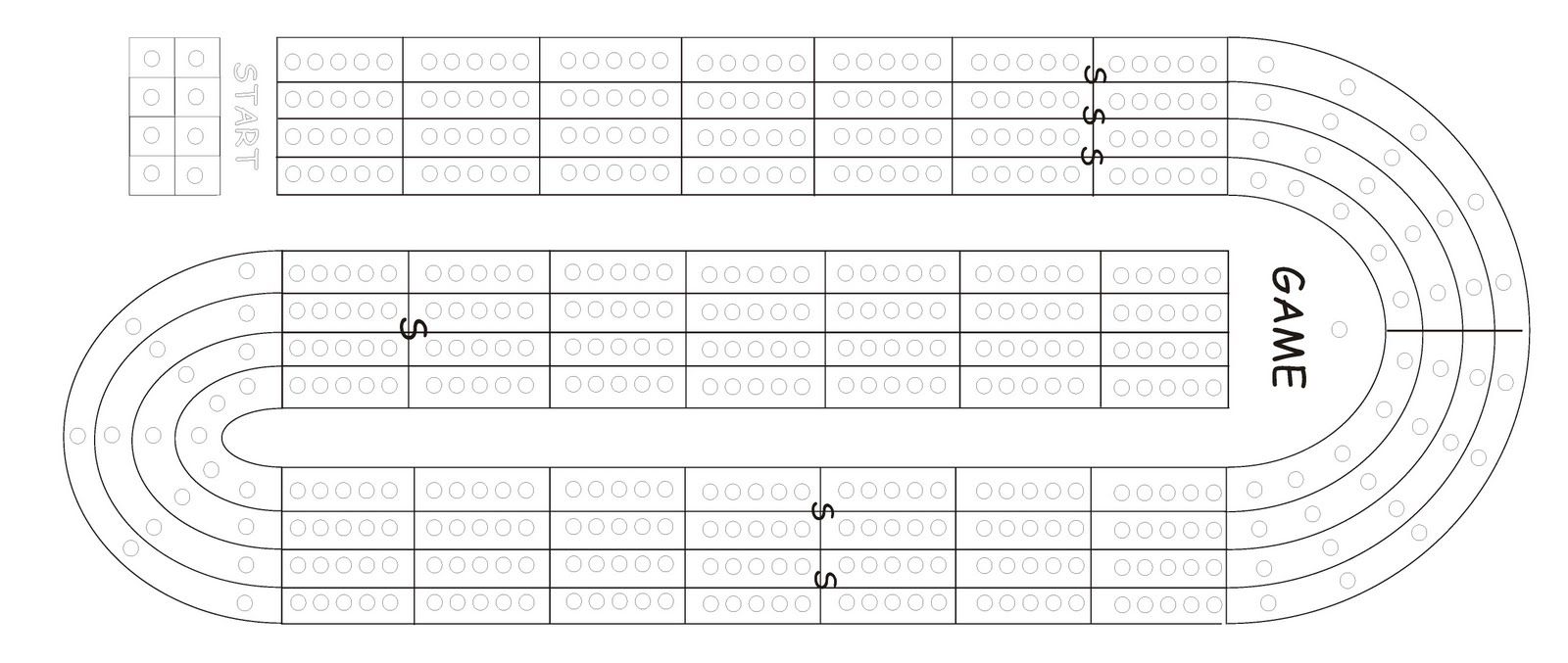 Printable oval cribbage board template