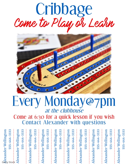 Cribbage flyer with tear