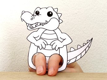 Crocodile finger puppet printable coloring