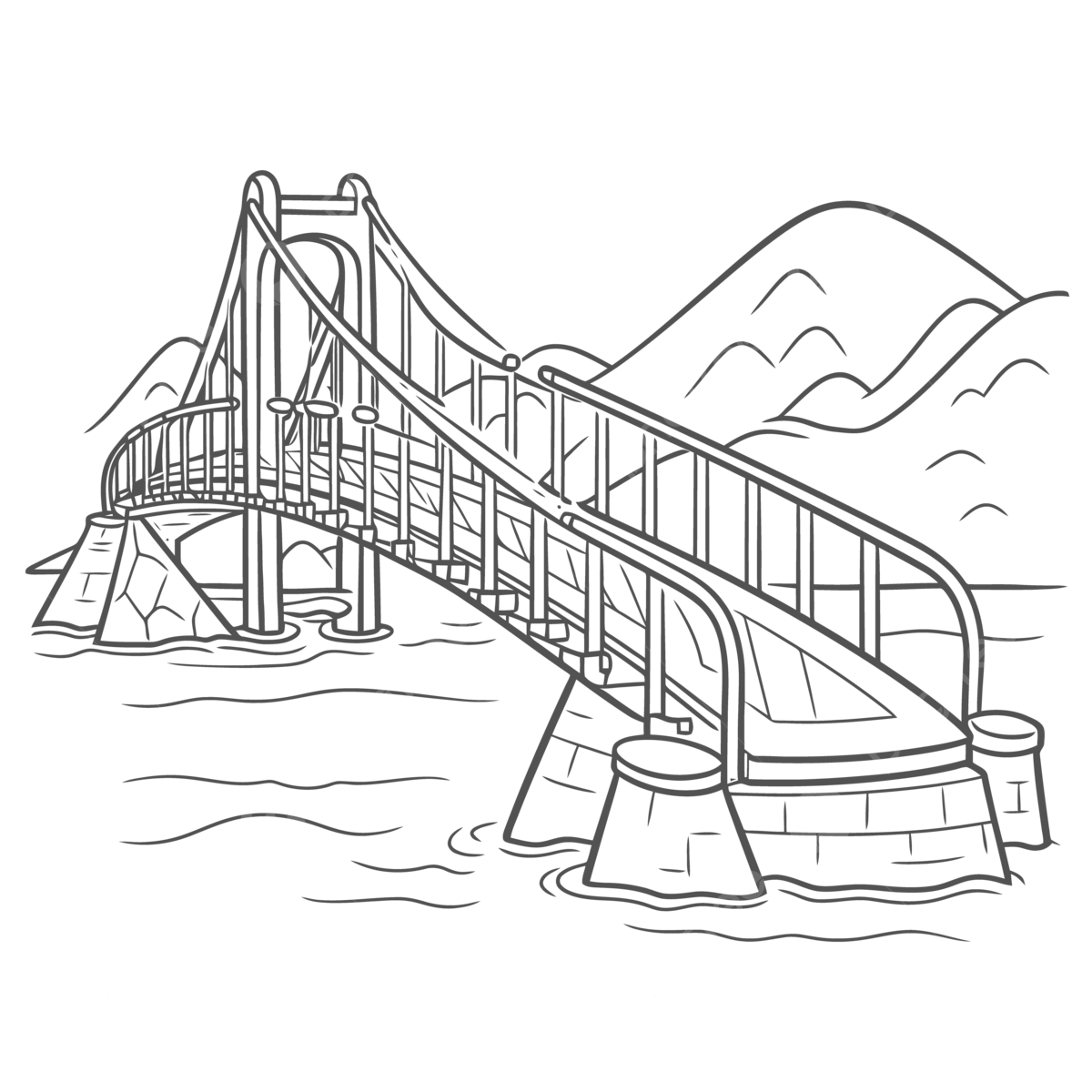 Bridge coloring page free download printable bridge coloring pages coloring pages bridges to cross a river coloring outline sketch drawing vector cross drawing river drawing wing drawing png and vector with transparent