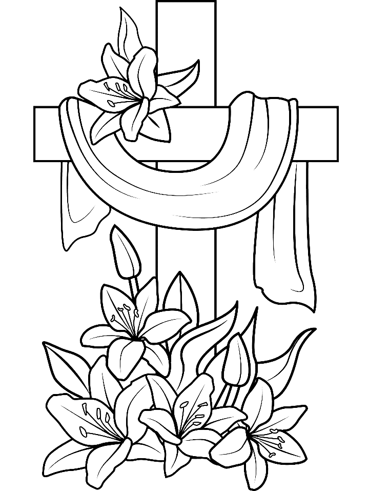 Easter cross coloring pages printable for free download