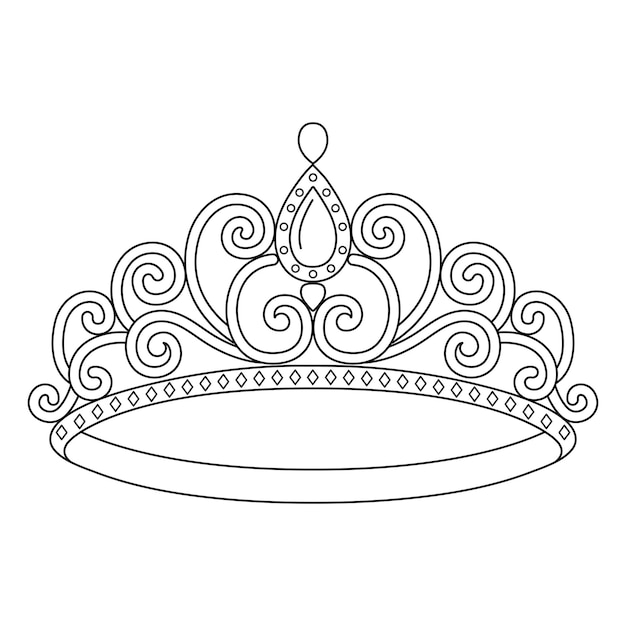 Premium vector princess crown coloring page isolated
