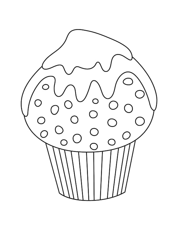 Printable cupcake coloring pages instant download