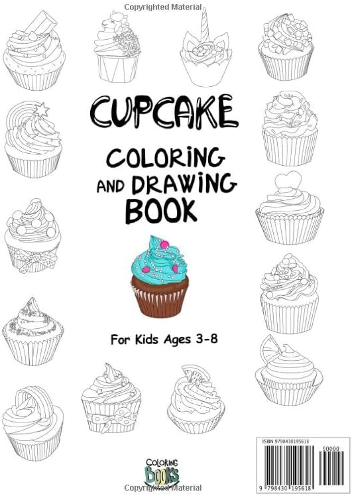 Cupcake coloring and drawing book for kids ages