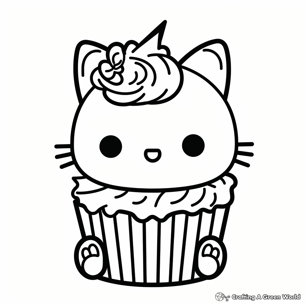 Cat cupcake coloring pages