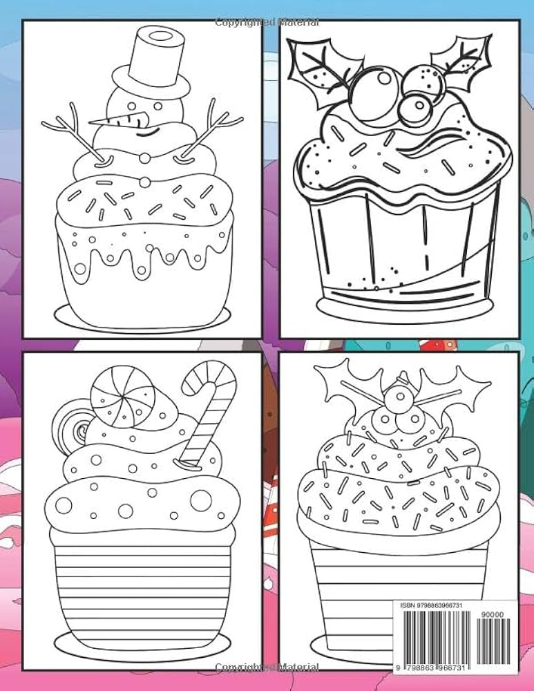 Christmas cupcake coloring book for kids coloring book with beautiful christmas cupcakes illustrations for kids press fun color books