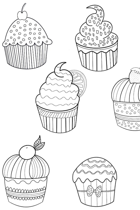 Cupcakes coloring sheet muffins coloring page printable kids activity pastry illustration printable instant download