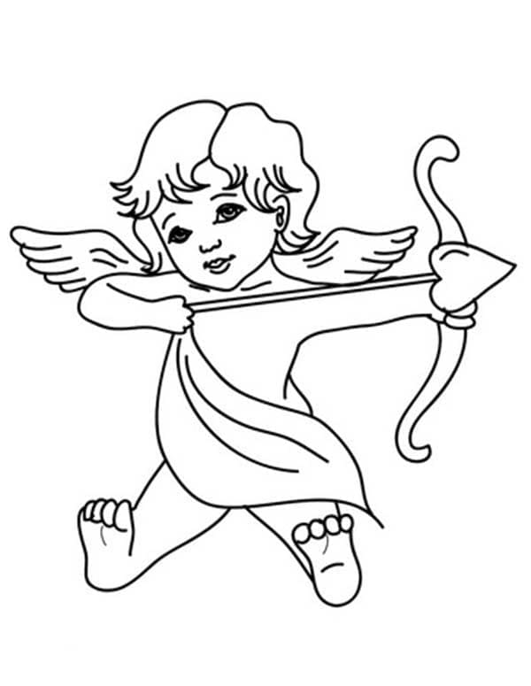 Valentines cupid free for kids coloring page