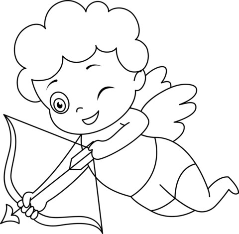 Cute cupid coloring page free printable coloring pages