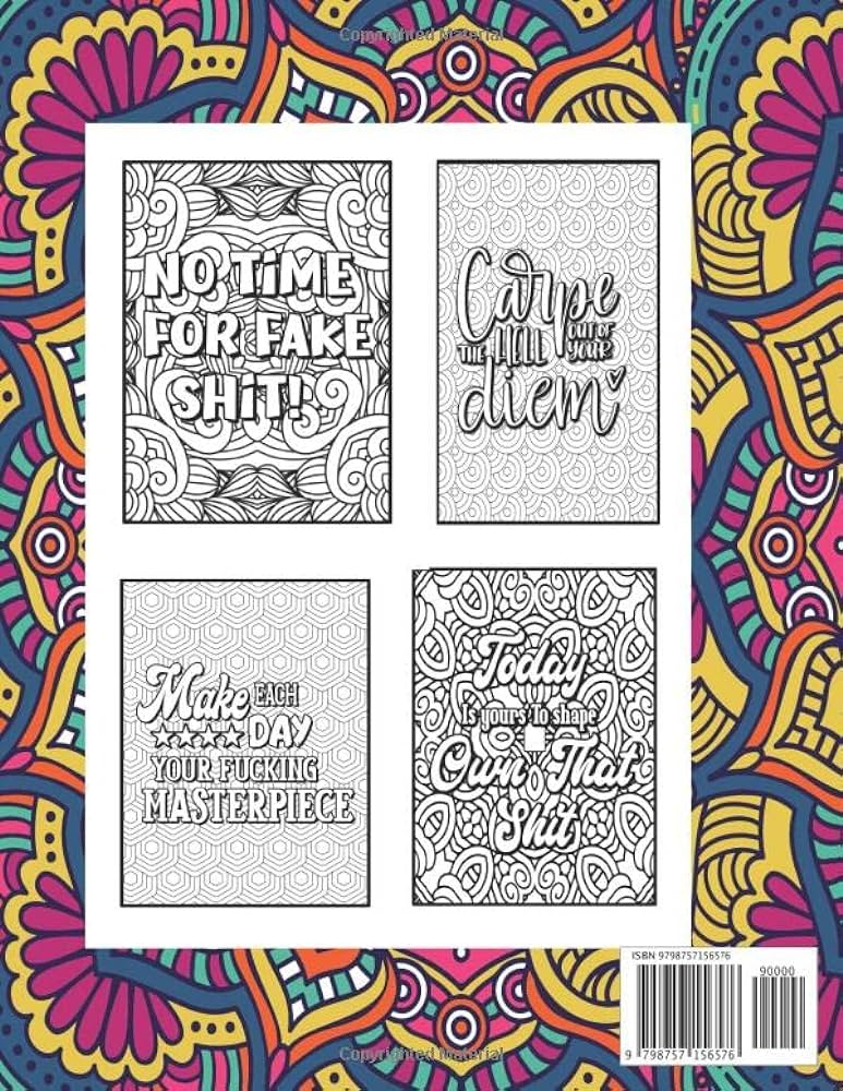 Motivational swear word coloring book for adults adult cuss coloring pages with inspirational quotes to seize the day perfect for adult relaxation and stress relief haven coloring books
