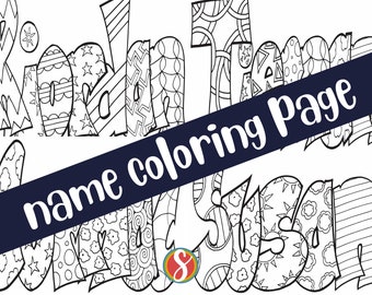 Name coloring page one day delivery classic style pdf bulk options in description personalized coloring sheet