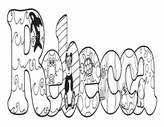 Digitalanimal style name custom coloring page party favor class activity homeschool art animal print personalized