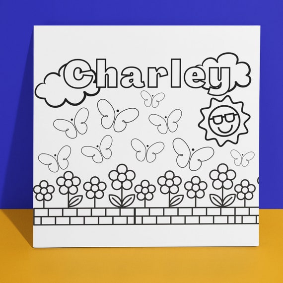 Custom coloring pages for kids butterfly personalized coloring book sheets digital print adults name printable butterflies summer break