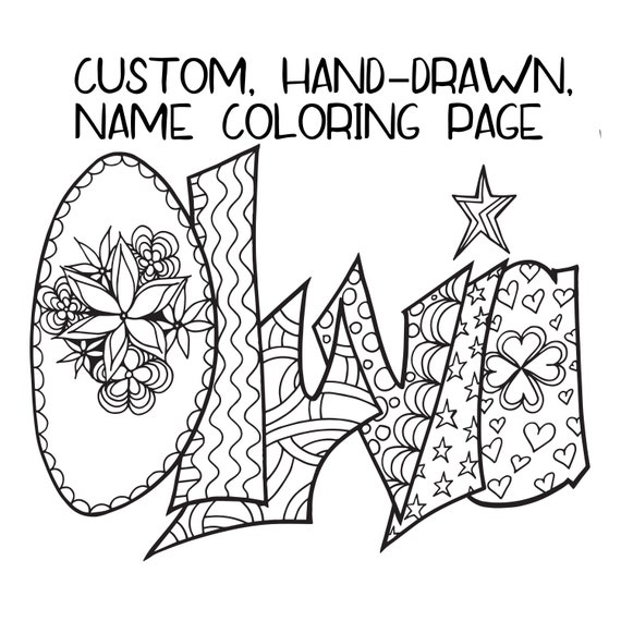 Digital itemcustom personalized name coloring sheets one