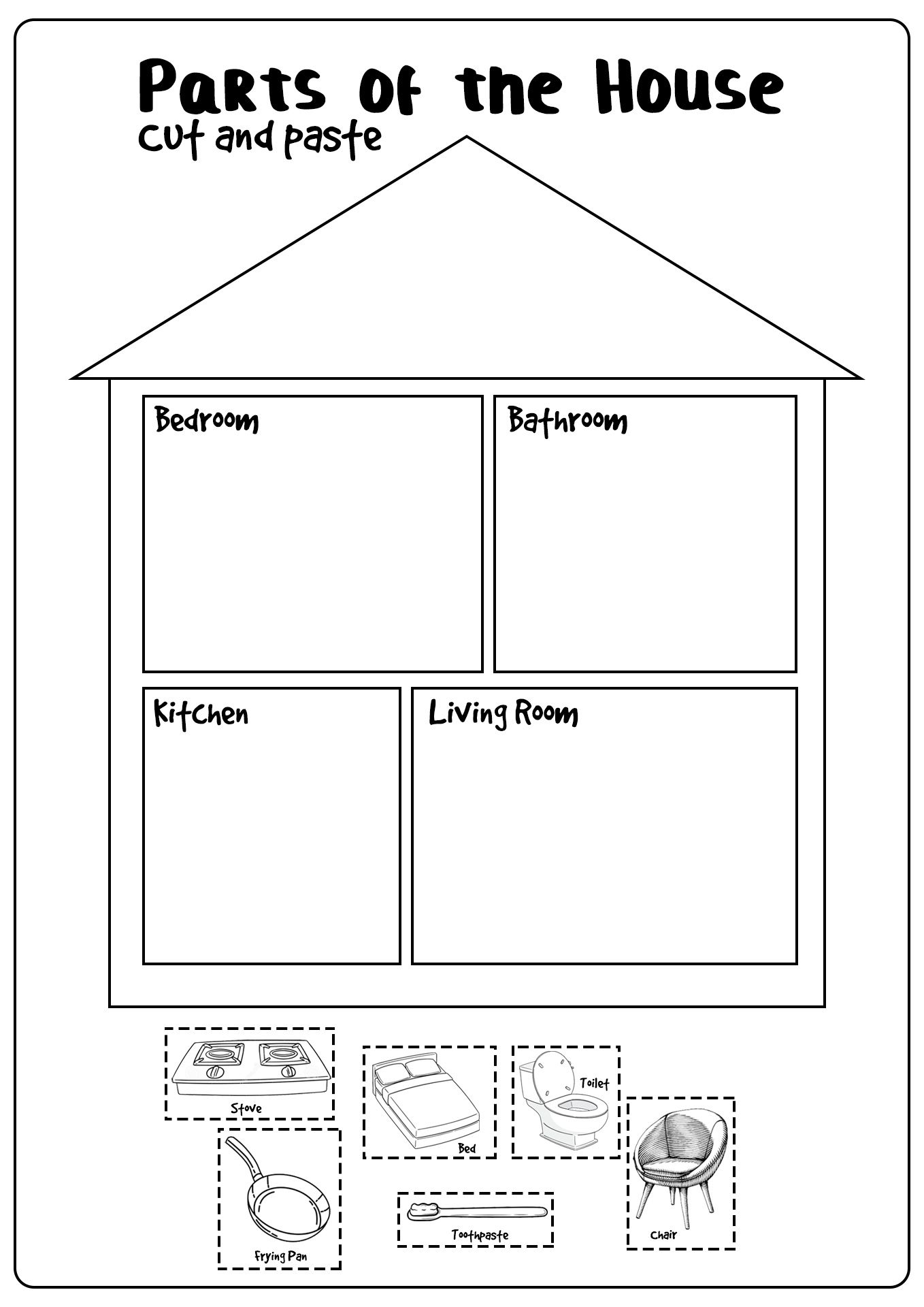 Parts of the house worksheets for kindergarten kindergarten worksheets english lsons for kids first grade writing