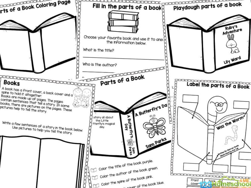 Free printable parts of a book worksheets