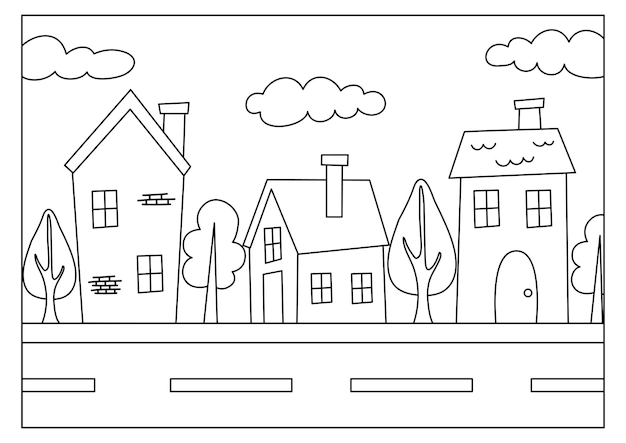 Premium vector house coloring page for kid activity printable vector
