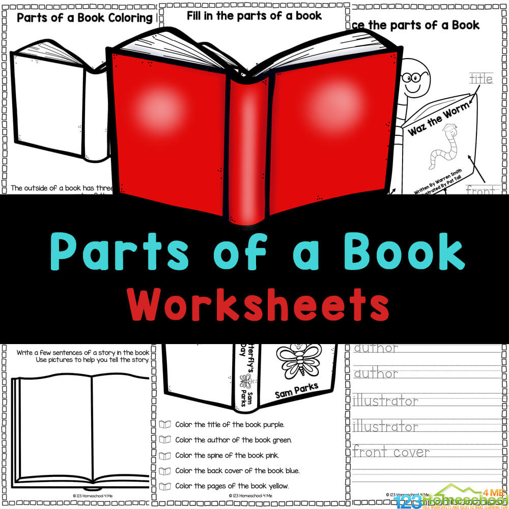 Free printable parts of a book worksheets