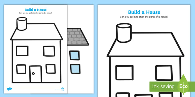 Build a house cut and stick worksheet worksheet