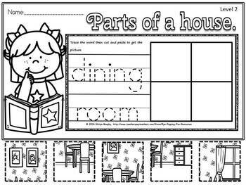 Parts of a house picture puzzle made by teachers