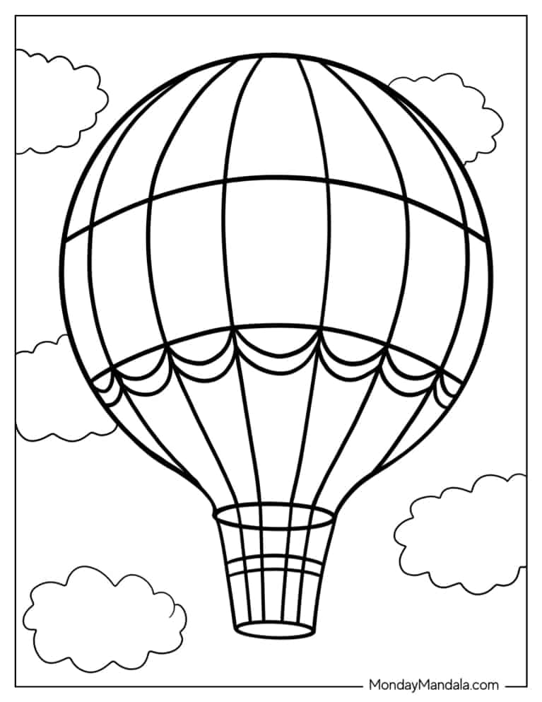 Hot air balloon coloring pages free pdf printables