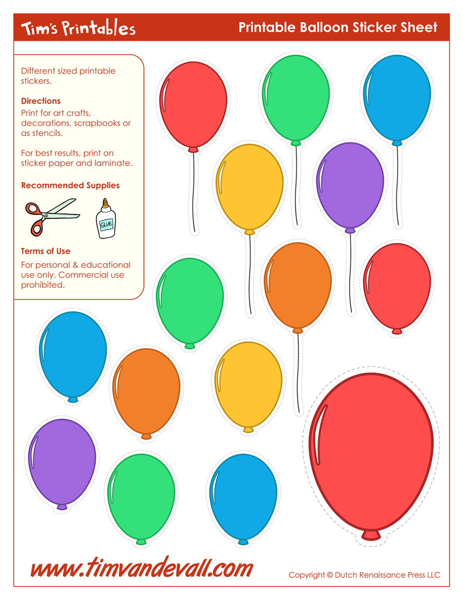 Printable balloon template birthday printables â tims printables