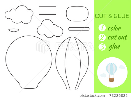 Color cut and glue paper hot air balloon cut