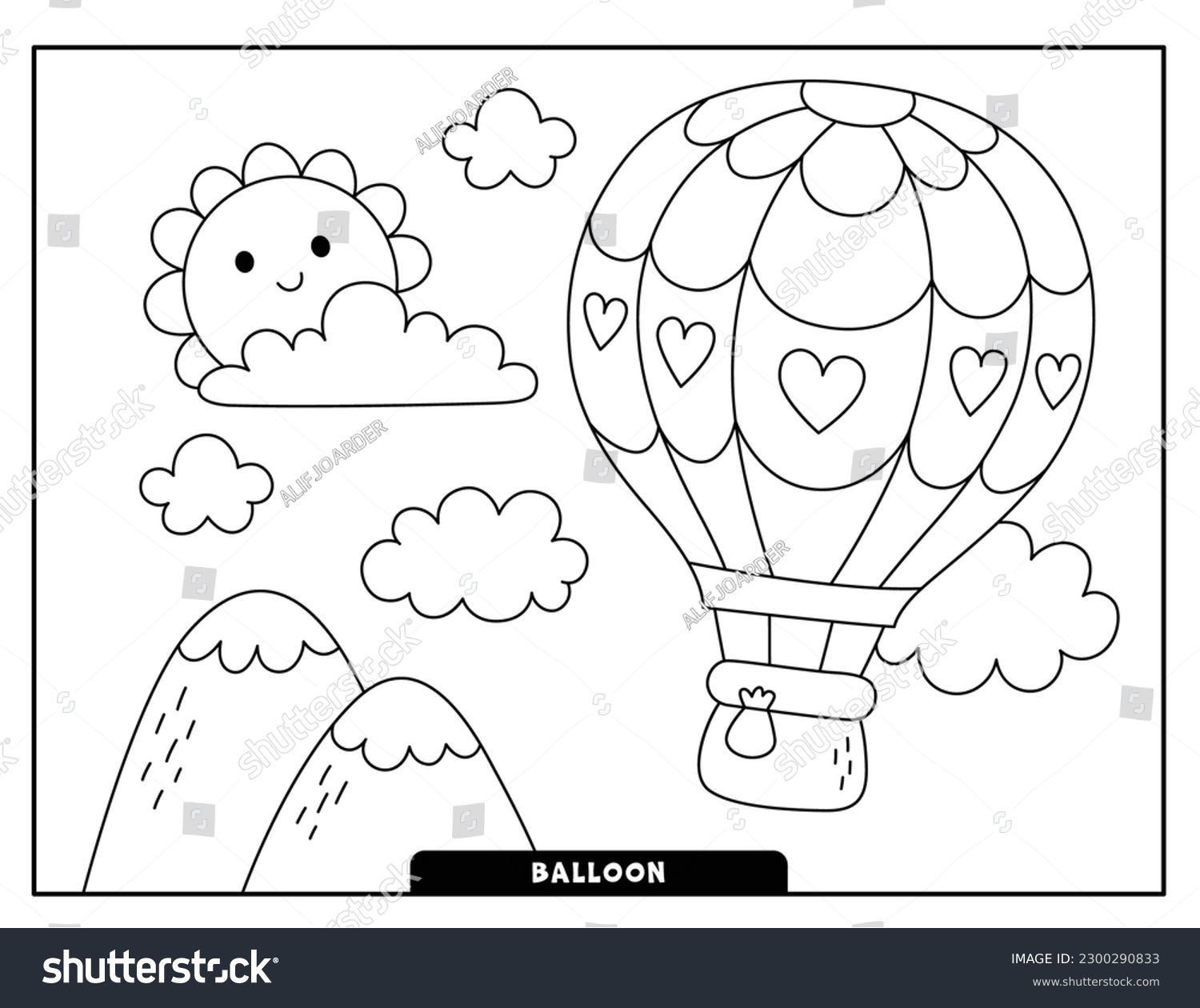 Balloon coloring pages royalty
