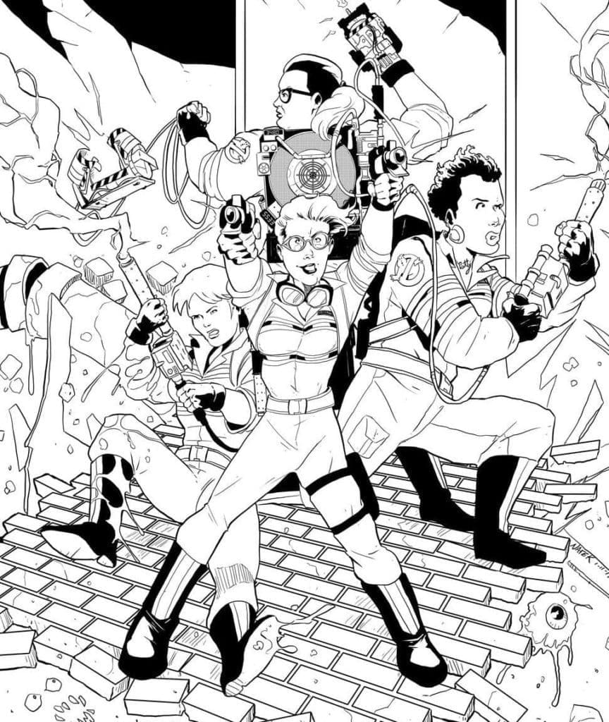 Characters from ghostbusters coloring page