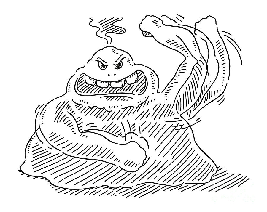 Angry fierce wobble monster cartoon drawing drawing by frank ramspott