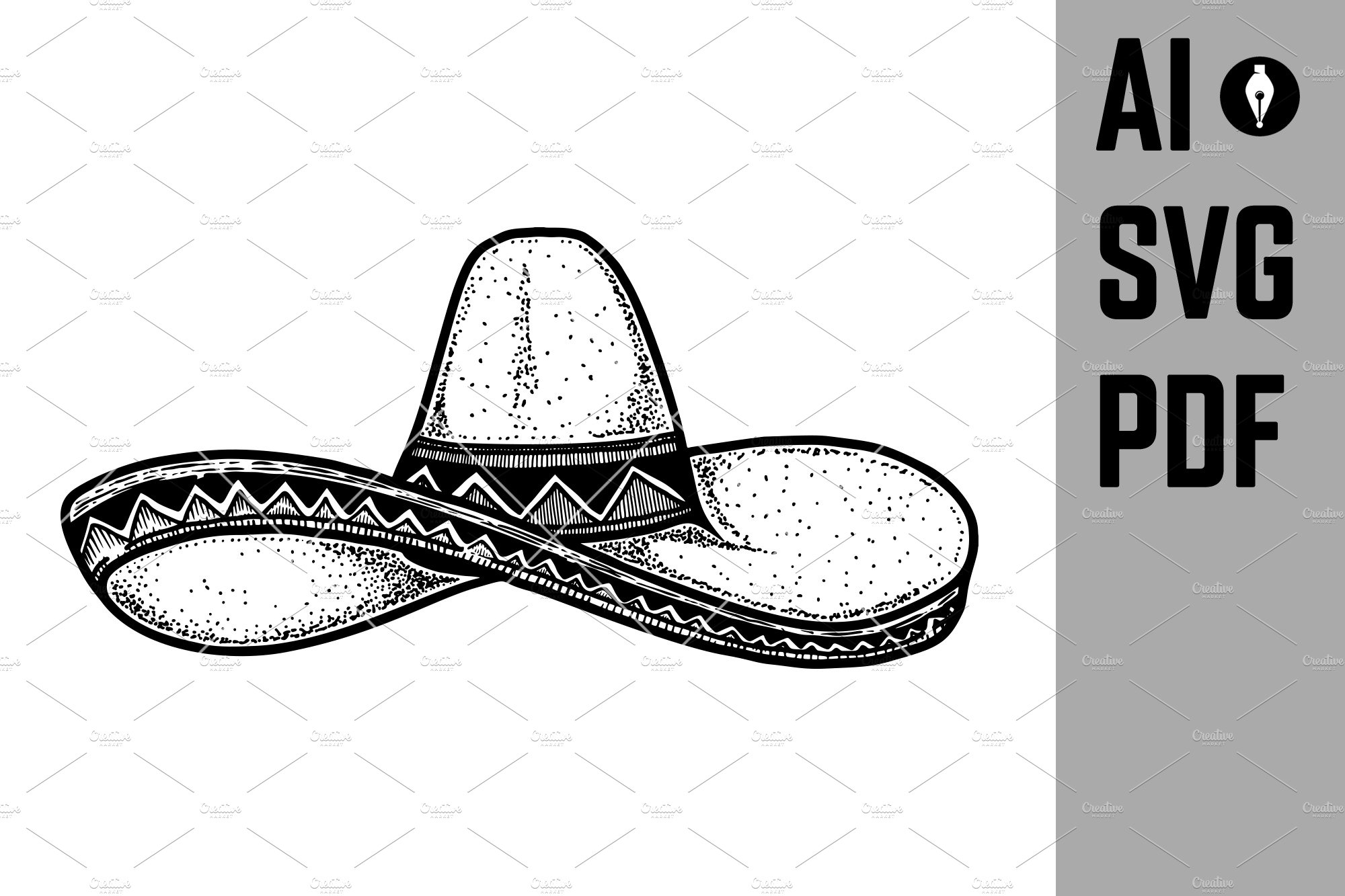 Illustration of sombrero in vintage â